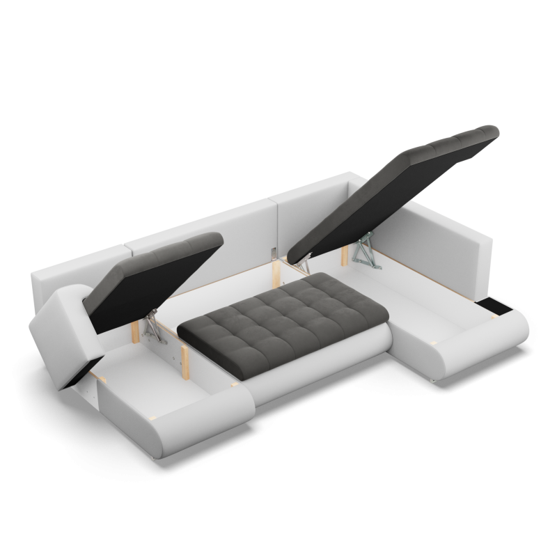 Ecksofa FORESTA ULO, Seite - RECHTS, Farbe - DUNKELGRAU + WEISS
