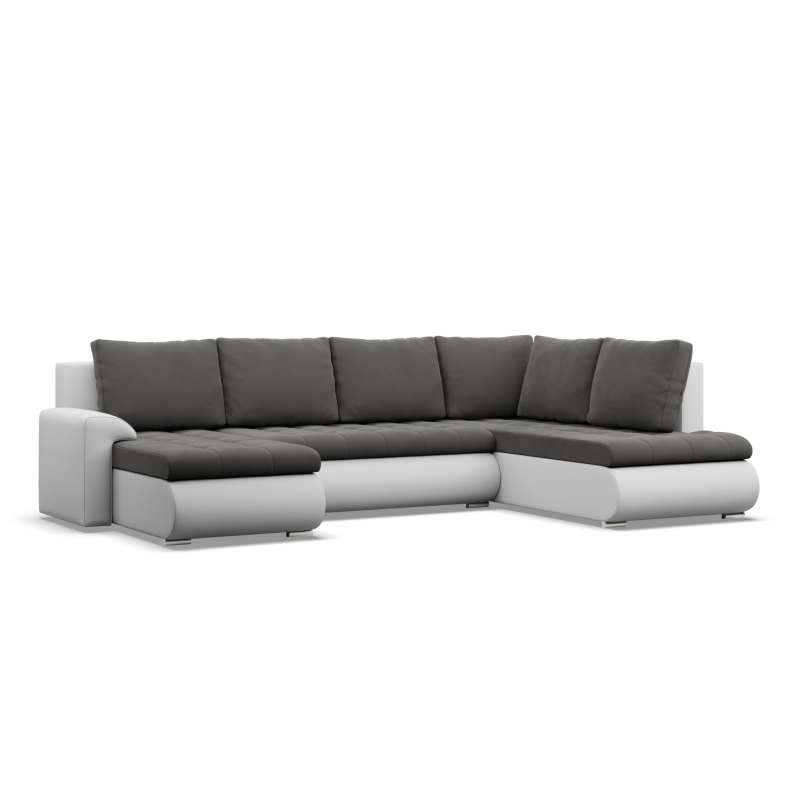 Ecksofa FORESTA ULO, Seite - RECHTS, Farbe - DUNKELGRAU + WEISS