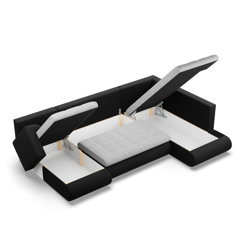 Кутовий диван FORESTA ULO, Сторона - ПРАВА, Колір - СІРИЙ + ЧОРНИЙ