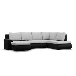 Ecksofa FORESTA ULO, Seite - RECHTS, Farbe - GRAU + SCHWARZ