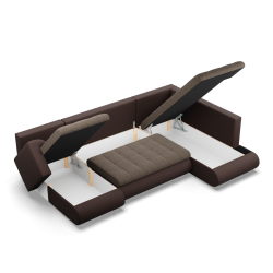 FORESTA ULO Corner Sofa, Side - RIGHT, Color - BROWN + CAPPUCCINO