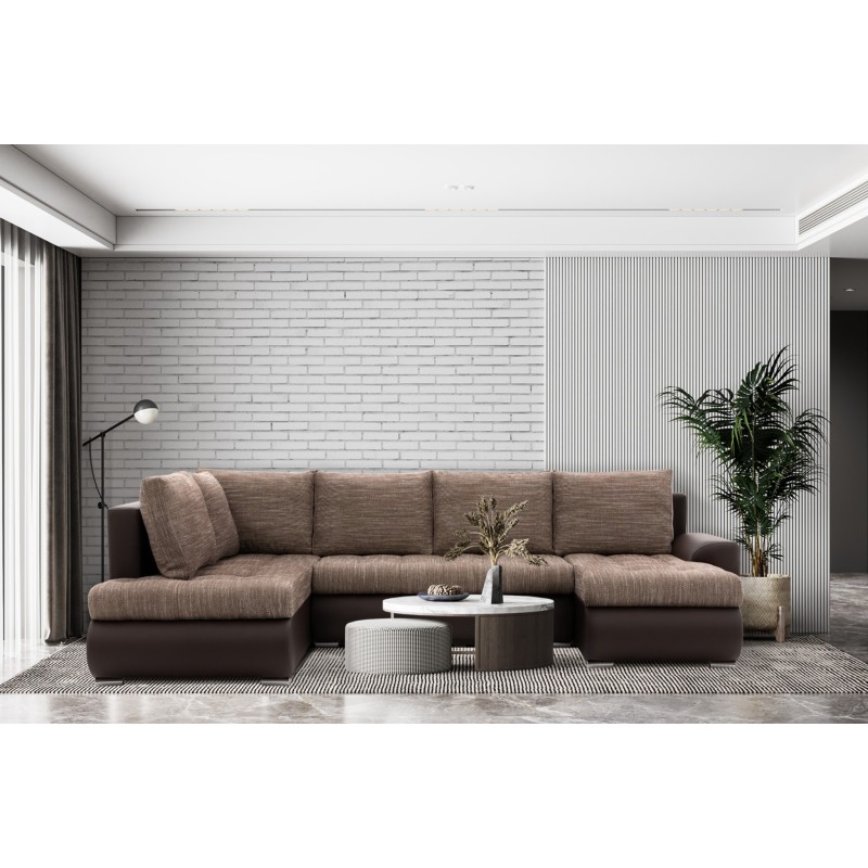 Ecksofa FORESTA ULO, Seite - RECHTS, Farbe - BRAUN + CAPPUCCINO