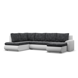 Ecksofa FORESTA ULO, Seite - LINKS, Farbe - GRAU + WEISS