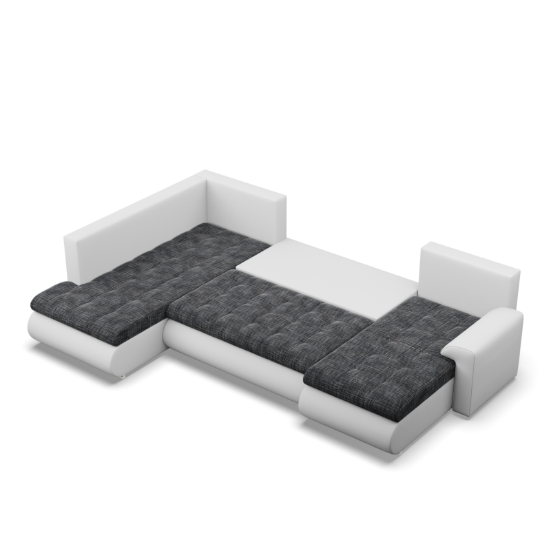Ecksofa FORESTA ULO, Seite - LINKS, Farbe - GRAU + WEISS