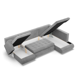 Ecksofa FORESTA ULO Poso, Seite - RECHTS, Farbe - HELLGRAU