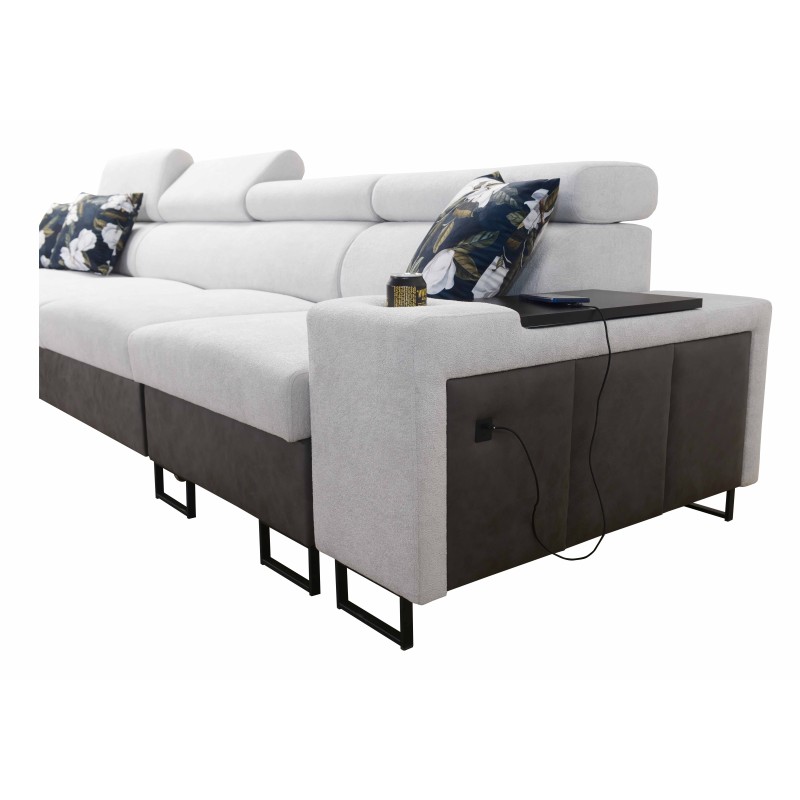 Prestige XII Mini Ecksofa mit Schlaffunktion und USB-Anschluss, Stoff Weich im Griff, Freya 210.11 + Tauro 8207 | Dein Komfortpl