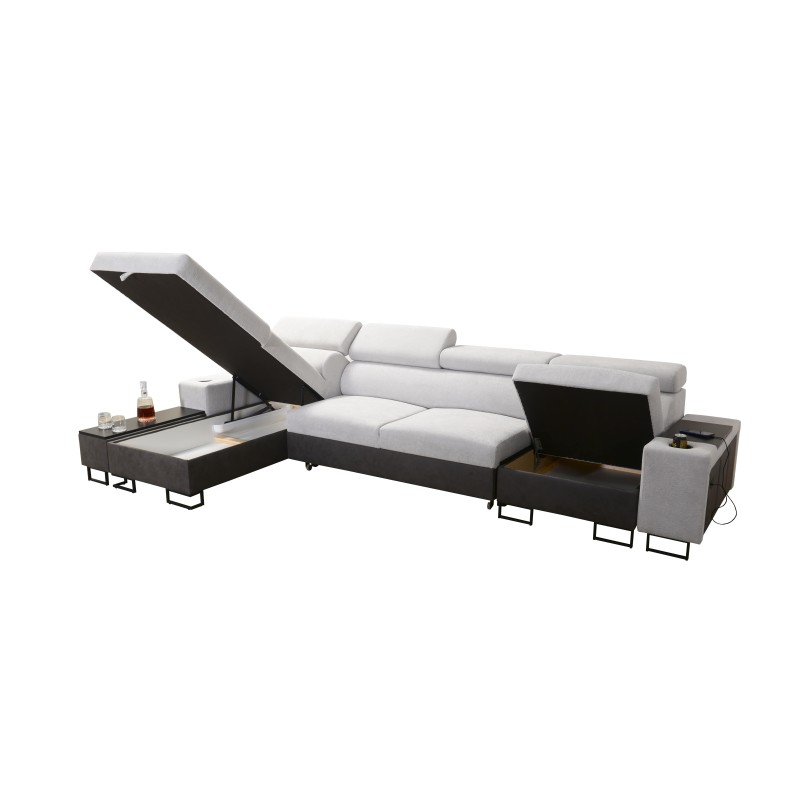 Esquina Prestige XII Mini con función de cama y puerto USB, tela Suave al tacto, Freya 210.11 + Tauro 8207 | Tu Lugar de Confort