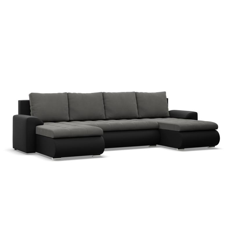 FORESTA ULL Ecksofa, Farbe - DUNKELGRAU + SCHWARZ