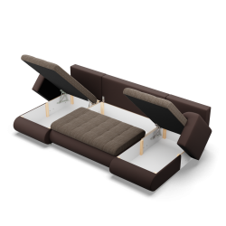 FORESTA ULL Ecksofa, Farbe - BRAUN + CAPPUCCINO