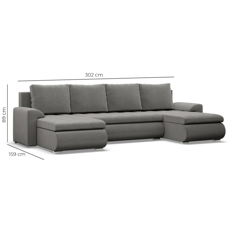 FORESTA ULL Corner Sofa, Color - GRAY + BLACK