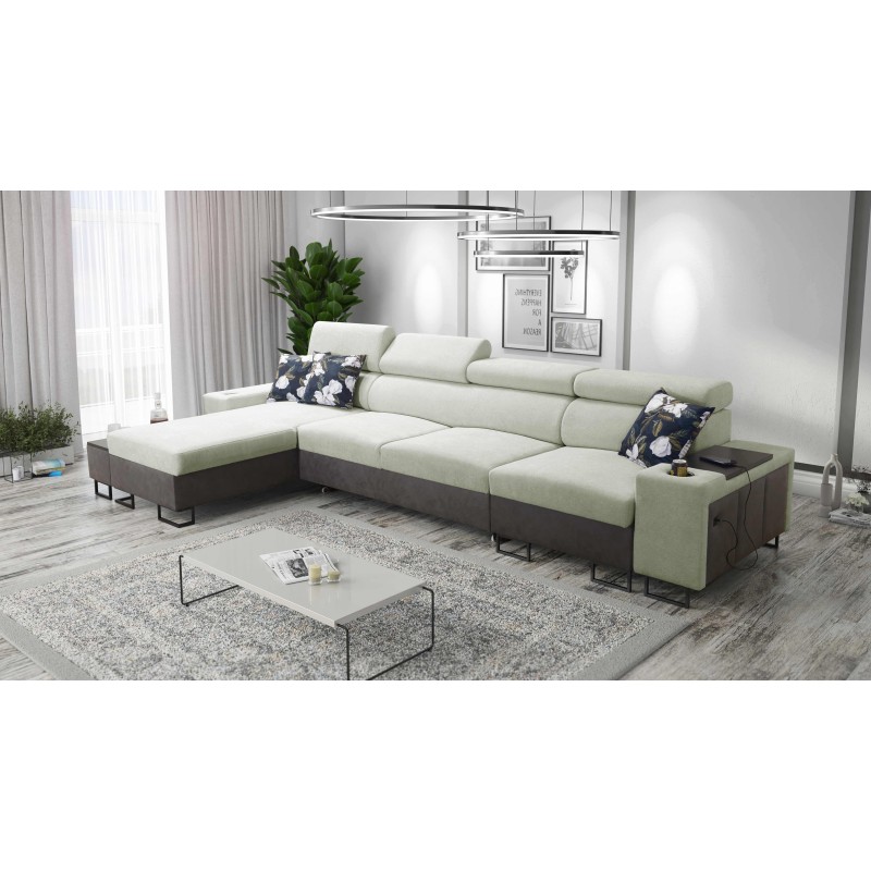 Prestige XII Mini Ecksofa mit Schlaffunktion und USB-Anschluss, Stoff Weich im Griff, Freya 210.11 + Tauro 8207 | Dein Komfortpl
