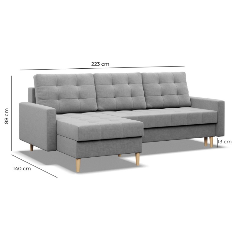Corner Sofa ELMA LL, Filling - Foam, Color - GRAY