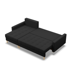 Ecksofa ELMA LL, Füllung - Schaumstoff, Farbe - SCHWARZ