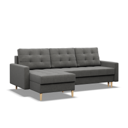 Ecksofa ELMA LL, Füllung - Schaumstoff, Farbe - DUNKELGRAU