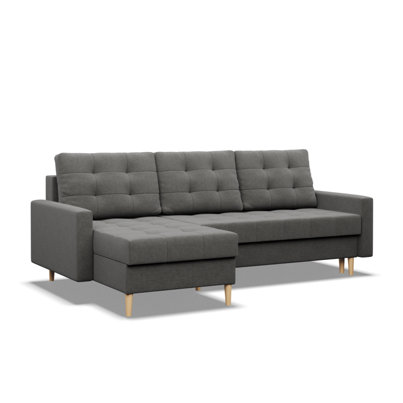 Ecksofa ELMA LL, Füllung - Schaumstoff, Farbe - DUNKELGRAU