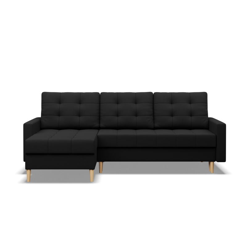 Ecksofa ELMA LL, Füllung - Federkern, Farbe - SCHWARZ