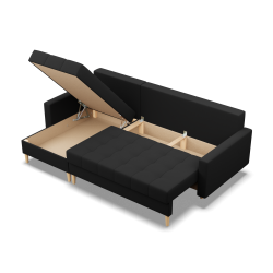 Corner Sofa ELMA LL, Filling - Spring, Color - BLACK