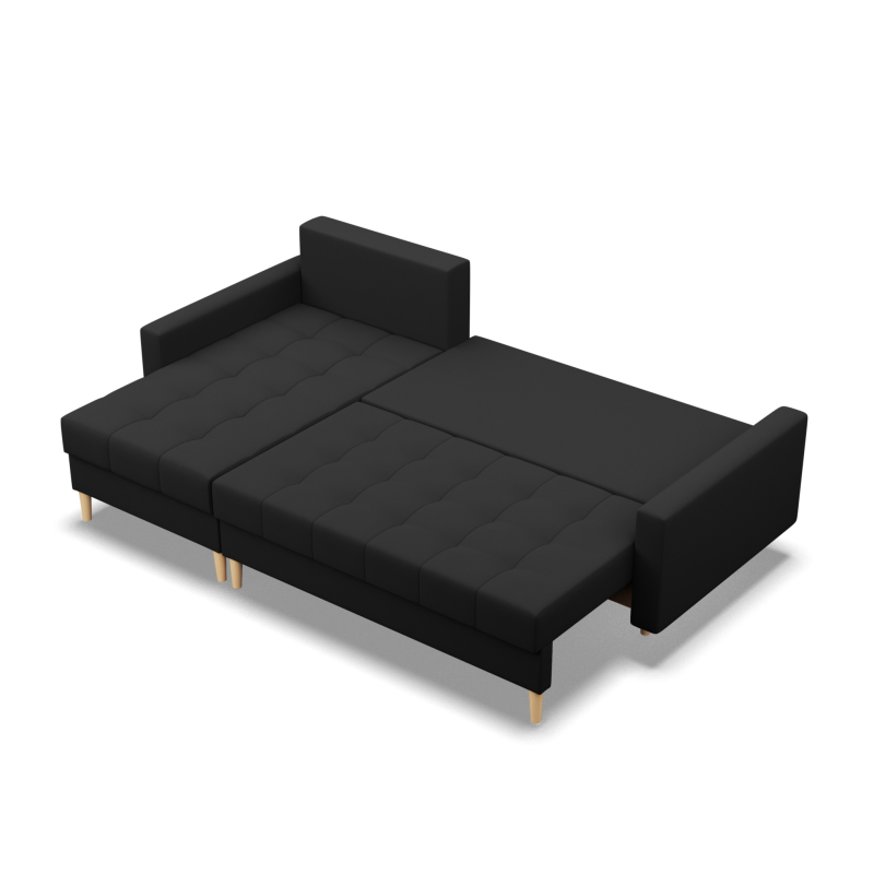 Corner Sofa ELMA LL, Filling - Spring, Color - BLACK