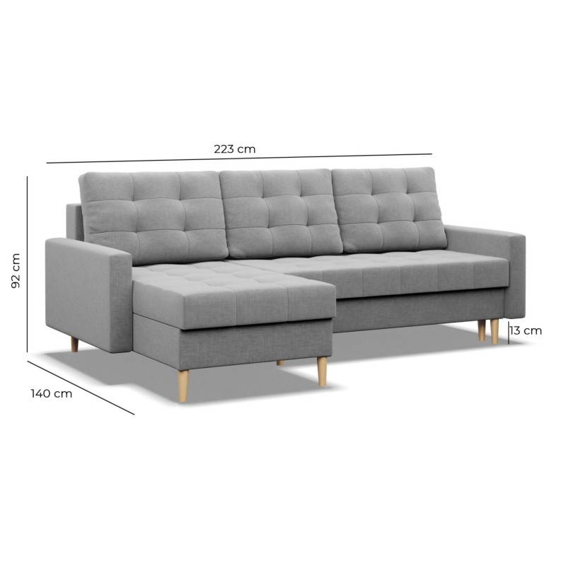ELMA LL Corner Sofa, Filling - Spring, Color - CAPPUCCINO