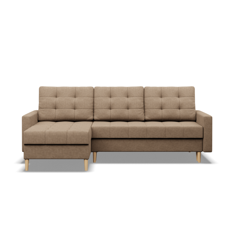 Ecksofa ELMA LL, Polsterung - Federkern, Farbe - CAPPUCCINO