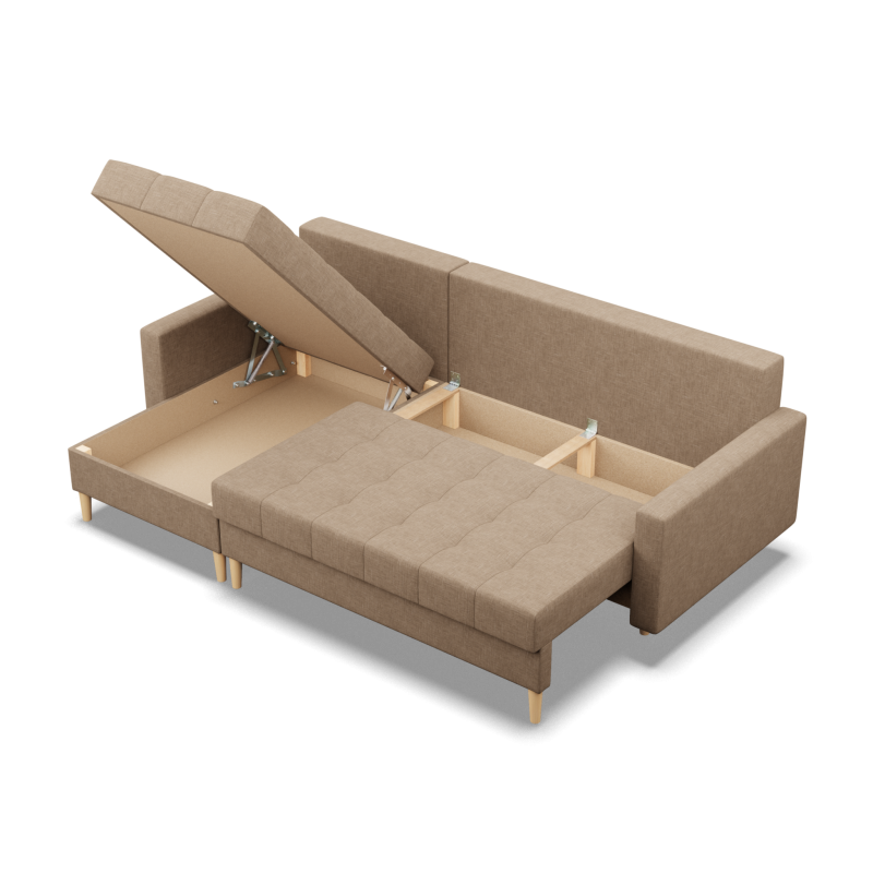 ELMA LL Corner Sofa, Filling - Spring, Color - CAPPUCCINO