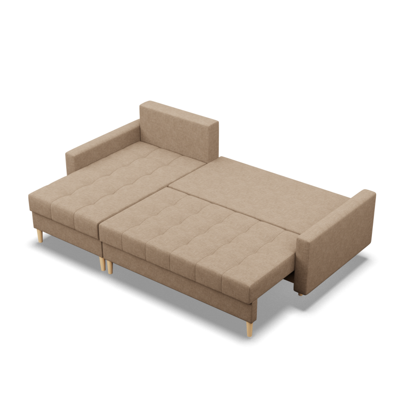 ELMA LL Corner Sofa, Filling - Spring, Color - CAPPUCCINO
