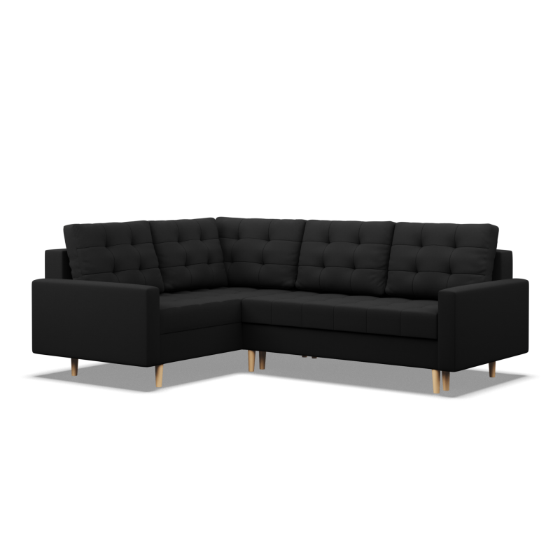 Ecksofa ELMA LO, Füllung - Schaumstoff, Seite - LINKS, Farbe - SCHWARZ