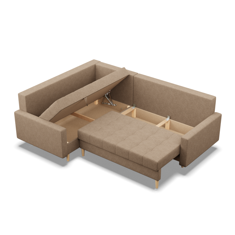 Ecksofa ELMA LO, Polsterung - Schaumstoff, Seite - LINKS, Farbe - CAPPUCCINO