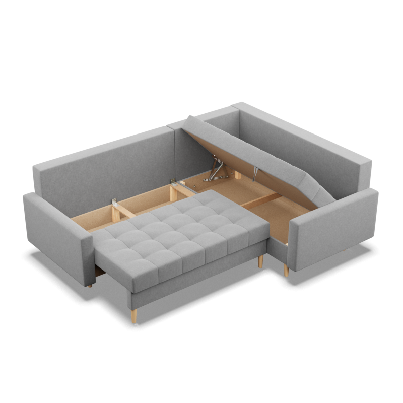 Ecksofa ELMA LO, Polsterung - Schaumstoff, Seite - RECHTS, Farbe - GRAU