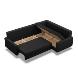 Ecksofa ELMA LO, Füllung - Schaumstoff, Seite - RECHTS, Farbe - SCHWARZ