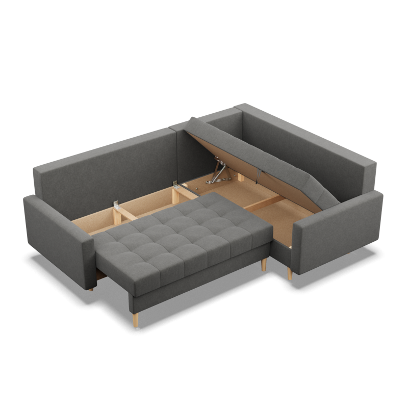 Corner Sofa ELMA LO, Filling - Foam, Side - RIGHT, Color - DARK GRAY