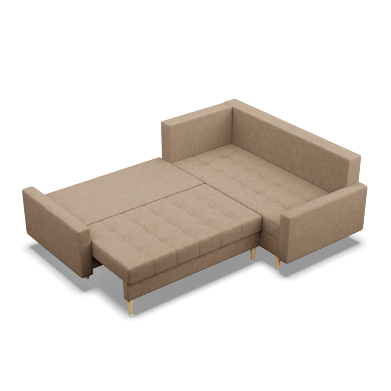 Ecksofa ELMA LO, Polsterung - Schaumstoff, Seite - RECHTS, Farbe - CAPPUCCINO