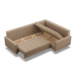 Ecksofa ELMA LO, Polsterung - Schaumstoff, Seite - RECHTS, Farbe - CAPPUCCINO