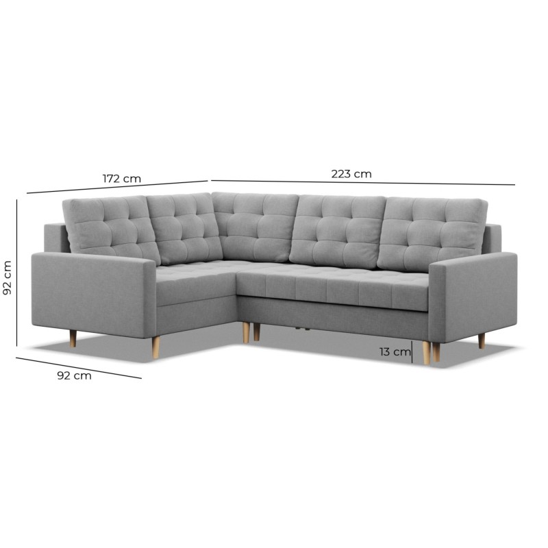 Corner Sofa ELMA LO, Filling - Spring, Side - LEFT, Color - GRAY