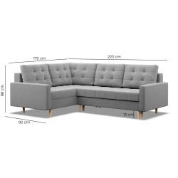 Ecksofa ELMA LO, Polsterung - Federkern, Seite - LINKS, Farbe - GRAU