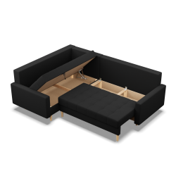 Corner Sofa ELMA LO, Filling - Spring, Side - LEFT, Color - BLACK