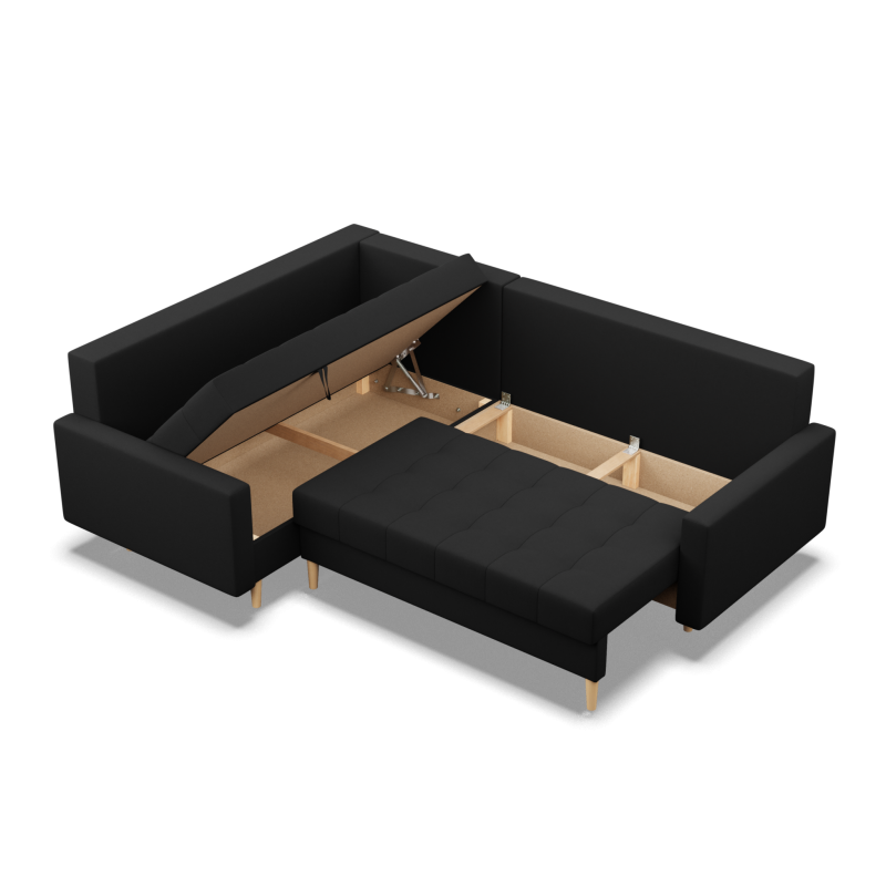 Corner Sofa ELMA LO, Filling - Spring, Side - LEFT, Color - BLACK