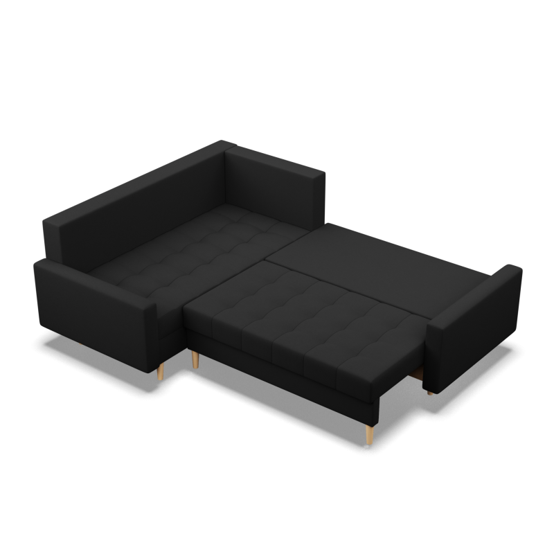 Corner Sofa ELMA LO, Filling - Spring, Side - LEFT, Color - BLACK