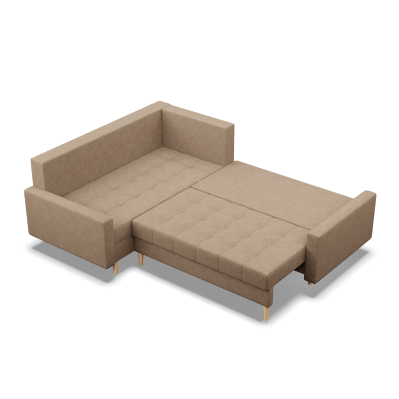 Ecksofa ELMA LO, Polsterung - Federkern, Seite - LINKS, Farbe - CAPPUCCINO