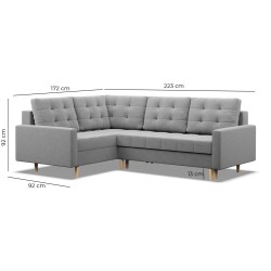 Ecksofa ELMA LO, Polsterung - Federkern, Seite - RECHTS, Farbe - GRAU