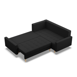 Ecksofa ELMA LO, Polsterung - Federkern, Seite - RECHTS, Farbe - SCHWARZ