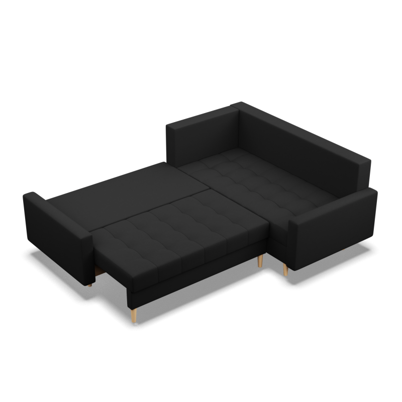 Ecksofa ELMA LO, Polsterung - Federkern, Seite - RECHTS, Farbe - SCHWARZ