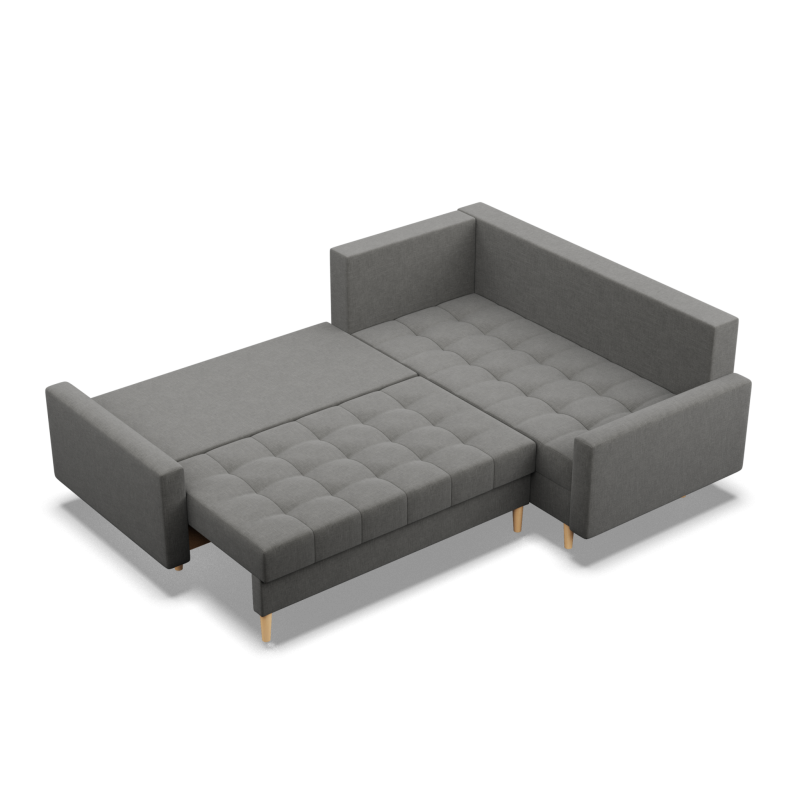 Ecksofa ELMA LO, Polsterung - Federkern, Seite - RECHTS, Farbe - DUNKELGRAU