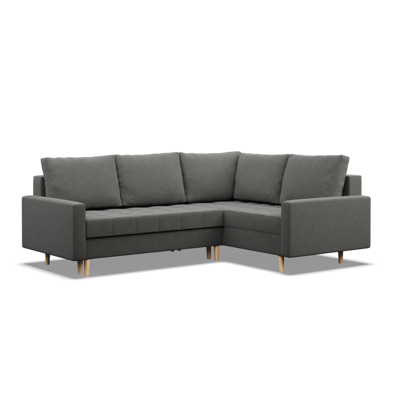Ecksofa ELMA LO, Polsterung - Federkern, Seite - RECHTS, Farbe - DUNKELGRAU