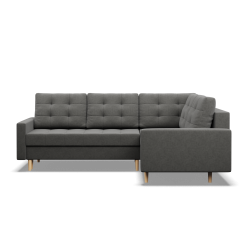 Ecksofa ELMA LO, Polsterung - Federkern, Seite - RECHTS, Farbe - DUNKELGRAU