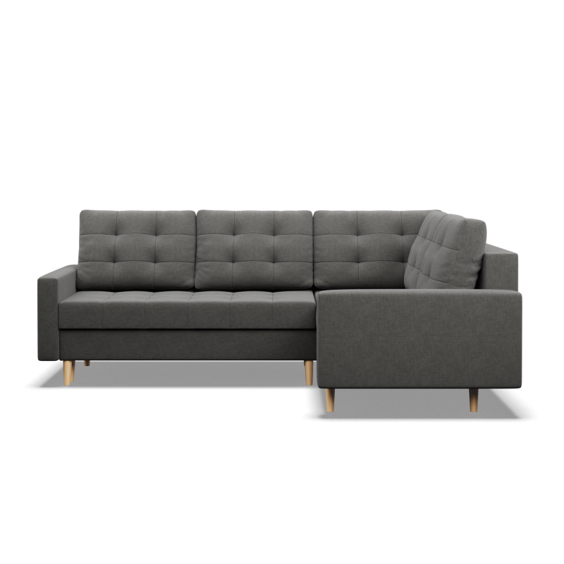 Ecksofa ELMA LO, Polsterung - Federkern, Seite - RECHTS, Farbe - DUNKELGRAU