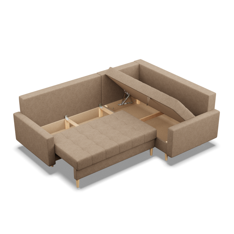 ELMA LO Corner Sofa, Filling - Spring, Side - RIGHT, Color - CAPPUCCINO