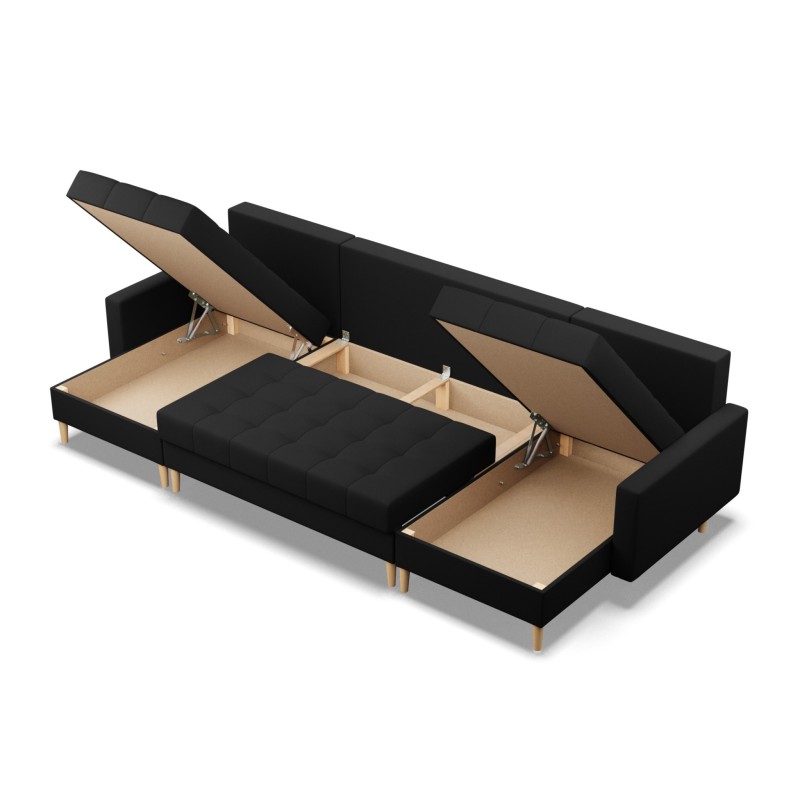 ELMA ULL Corner Sofa, Filling - Foam, Color - BLACK