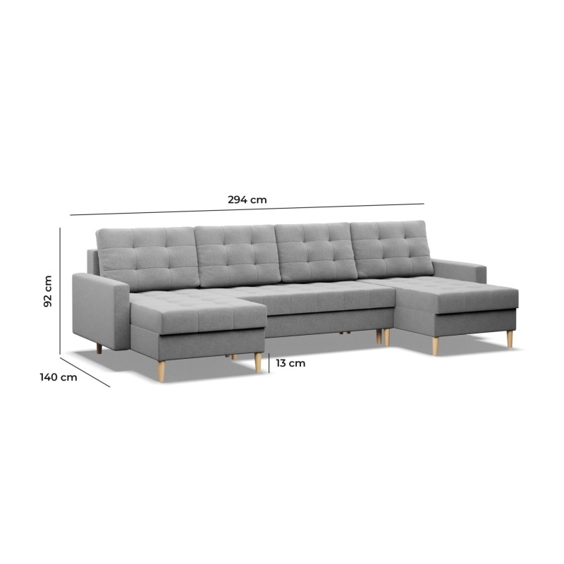 ELMA ULL Corner Sofa, Filling - Spring, Color - GRAY