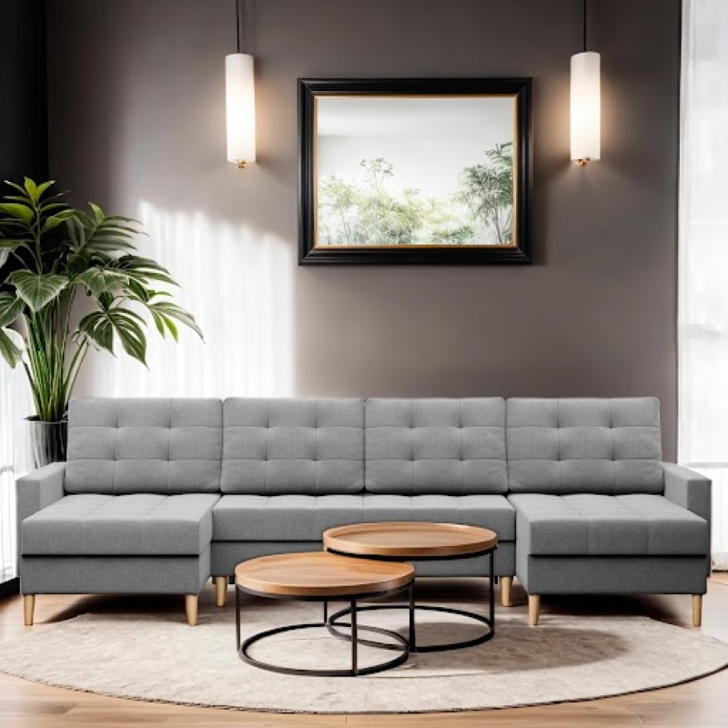 Ecksofa ELMA ULL, Füllung - Federkern, Farbe - GRAU